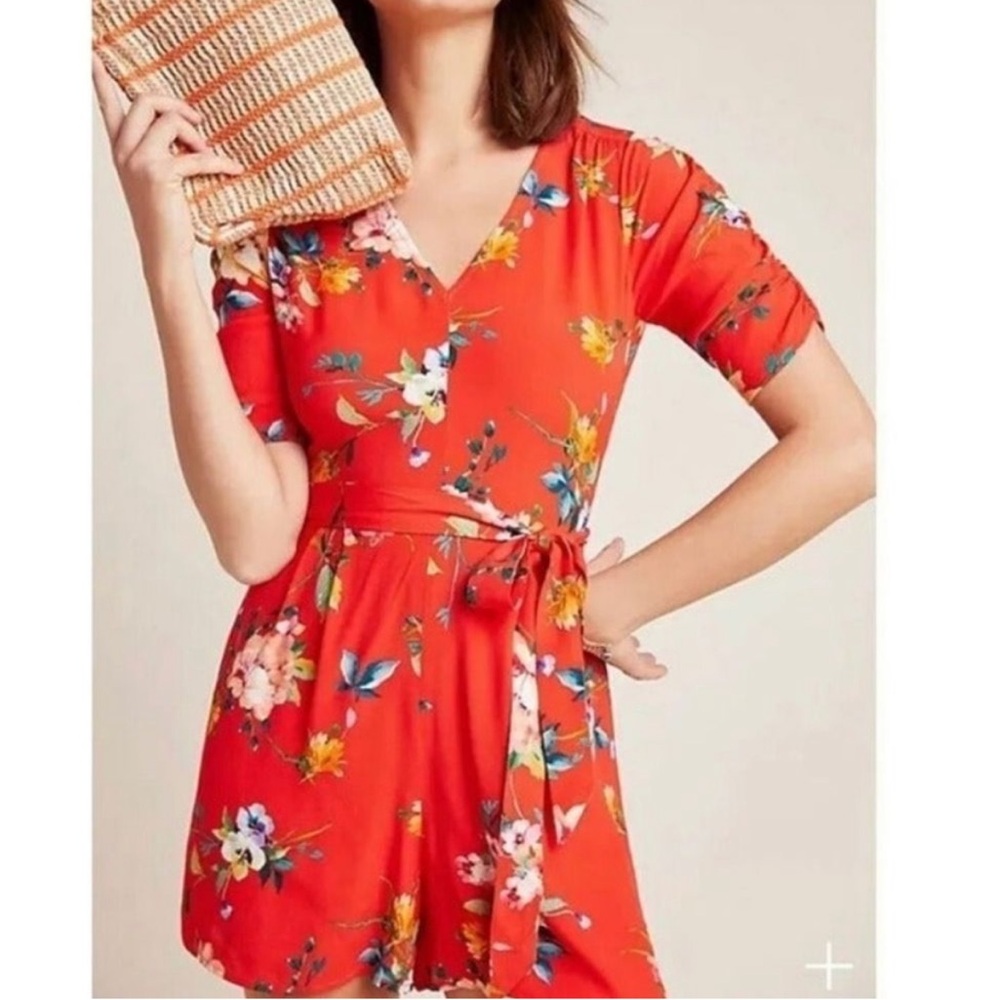NWT Anthropologie Yumi Kim Floral Red Romper
